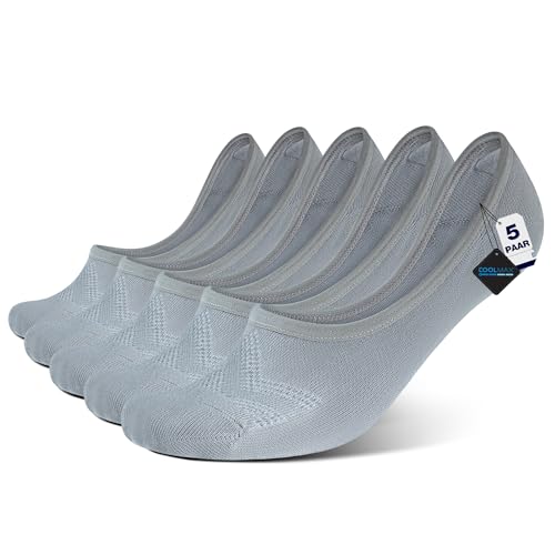 BRISIRA Bambus Viskose Dünne Sneaker Socken Herren Damen, Unsichtbare Füßlinge, No Show füsslinge, Kurze Socken mit Rutschfest Silikon Atmungsaktive Anti Schweiß Golf ballerina Freizeit 5 Paar von BRISIRA