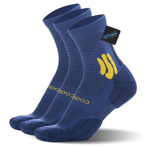 BRISIRA Coolmax Bambus Viskose Kompression Laufsocken 3 paar Quarter Athletic Cushioned Atmungsaktive Anti Blasen&Schweiß&Geruch von BRISIRA
