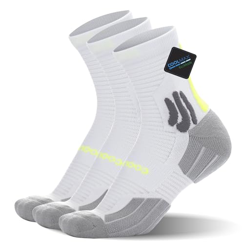 BRISIRA Coolmax Bambus Viskose Kompression Laufsocken 3 paar Quarter Athletic Cushioned Atmungsaktive Anti Blasen&Schweiß&Geruch von BRISIRA