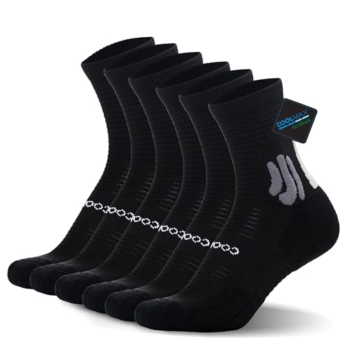 BRISIRA Coolmax Bambus Viskose Kompression Laufsocken 3 paar Quarter Athletic Cushioned Atmungsaktive Anti Blasen&Schweiß&Geruch von BRISIRA