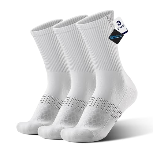 Rennrad Socken Coolmax 3 Pack Fahrradsocken Radsocken Herren Damen Dünne Laufsocken Sportsocken Aero Leichtgewicht Atmungsaktive Anti Schweiß&Pilling&Geruch Kompression Schnelltrocknend Running Crew von BRISIRA