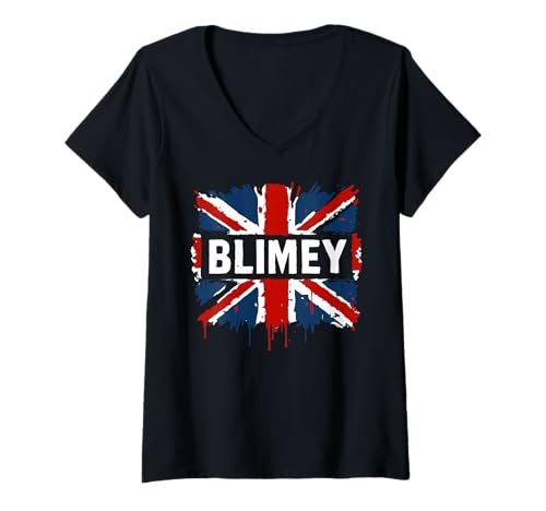 Damen Lustiges BLIMEY Britische Flagge, Design 1c T-Shirt mit V-Ausschnitt Damen Lustiges BLIMEY Britische Flagge, Design 1c T-Shirt mit V-Ausschnitt von BRIT Invasion Tee Shirts