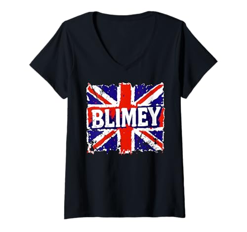 Damen Lustiges BLIMEY Britische Flagge, Design 3c T-Shirt mit V-Ausschnitt Damen Lustiges BLIMEY Britische Flagge, Design 3c T-Shirt mit V-Ausschnitt von BRIT Invasion Tee Shirts