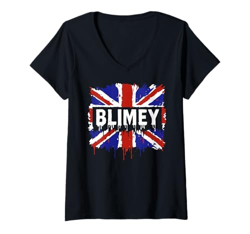 Damen Lustiges BLIMEY Britische Flagge, Design 8 T-Shirt mit V-Ausschnitt Damen Lustiges BLIMEY Britische Flagge, Design 8 T-Shirt mit V-Ausschnitt von BRIT Invasion Tee Shirts