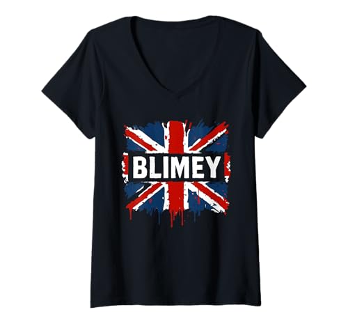 Damen Lustiges BLIMEY Britische Flagge Design 1B T-Shirt mit V-Ausschnitt Damen Lustiges BLIMEY Britische Flagge Design 1B T-Shirt mit V-Ausschnitt von BRIT Invasion Tee Shirts