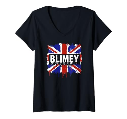 Damen Lustiges BLIMEY Britische Flagge Design 1B T-Shirt mit V-Ausschnitt Damen Lustiges BLIMEY Britische Flagge Design 1B T-Shirt mit V-Ausschnitt von BRIT Invasion Tee Shirts