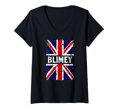 Damen Lustiges BLIMEY Britische Flagge Design 4 T-Shirt mit V-Ausschnitt Damen Lustiges BLIMEY Britische Flagge Design 4 T-Shirt mit V-Ausschnitt von BRIT Invasion Tee Shirts