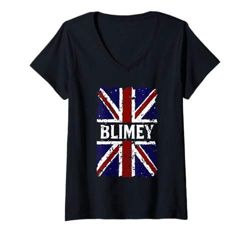 Damen Lustiges BLIMEY Britische Flagge Design 5 T-Shirt mit V-Ausschnitt Damen Lustiges BLIMEY Britische Flagge Design 5 T-Shirt mit V-Ausschnitt von BRIT Invasion Tee Shirts