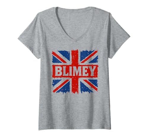 Damen Lustiges BLIMEY Britische Flagge Design 6 T-Shirt mit V-Ausschnitt Damen Lustiges BLIMEY Britische Flagge Design 6 T-Shirt mit V-Ausschnitt von BRIT Invasion Tee Shirts