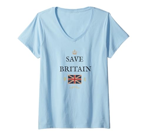 Damen Patriotische Rettung Großbritannien-Flagge für Männer und Frauen T-Shirt mit V-Ausschnitt Damen Patriotische Rettung Großbritannien-Flagge für Männer und Frauen T-Shirt mit V-Ausschnitt von BRITISH FLAG, GREAT BRITAIN, UK UNITED KINGDOM, GB