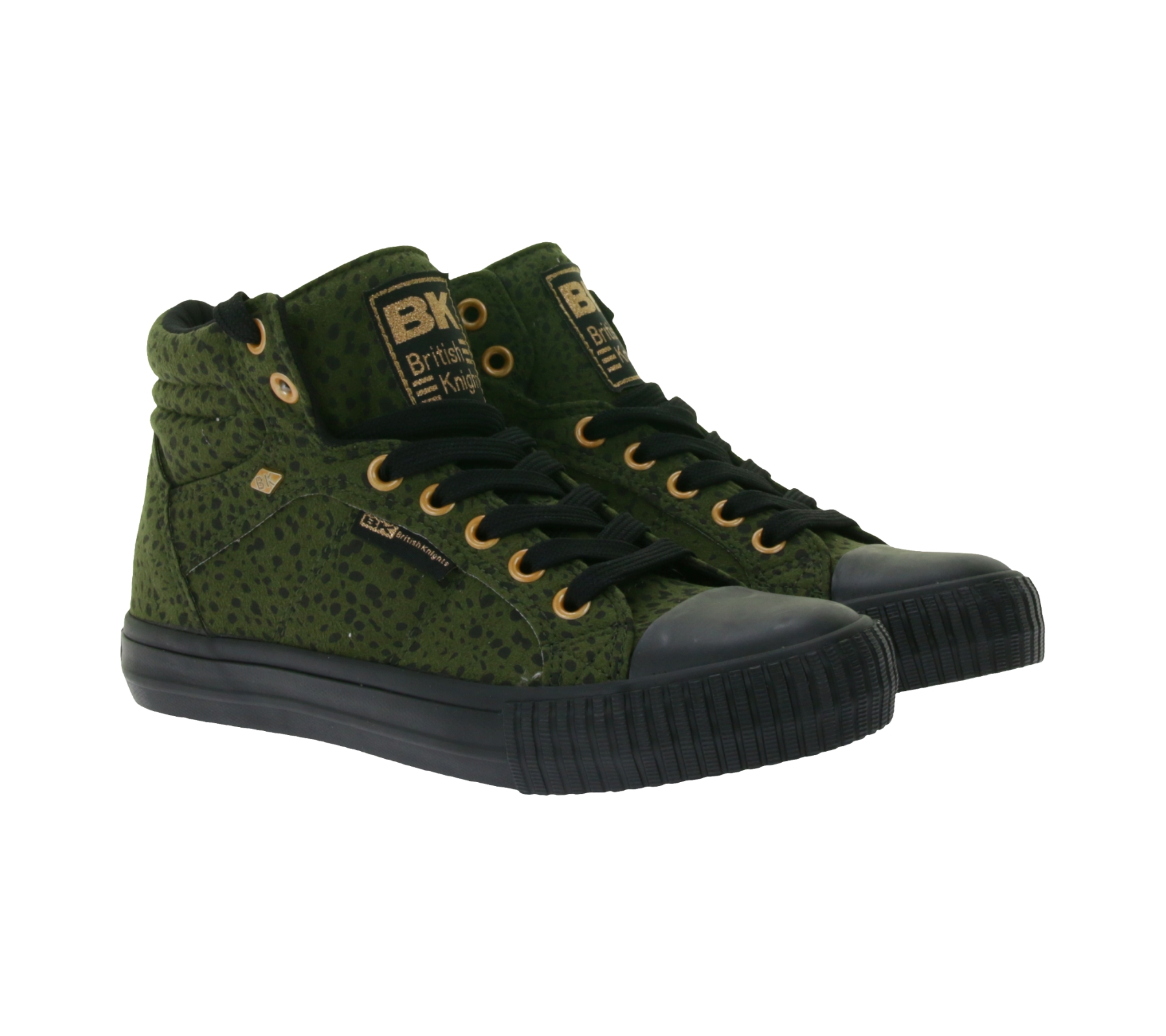 BRITISH KNIGHTS Dee Damen Mid-Top Sneaker mit Geparden-Muster Schnür-Schuhe mit verstärktem Zehenbereich B48-3710-16 Oliv-Grün von BRITISH KNIGHTS