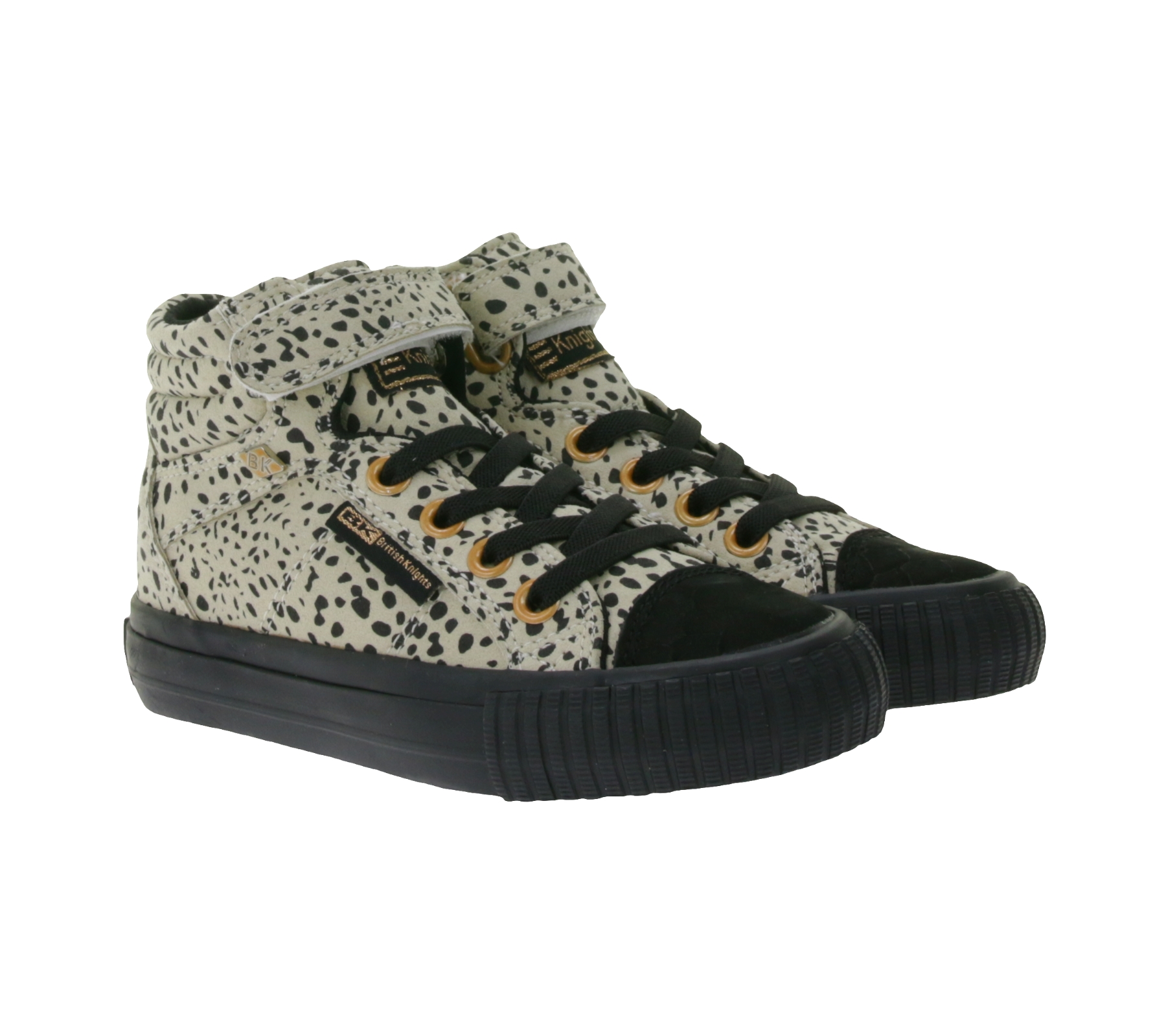 BRITISH KNIGHTS Dee Kinder Mid-Top Sneaker mit Punkten Mädchen und Jungen Schnür-Schuhe mit verstärktem Zehenbereich B48-3728C-01 Beige/Schwarz von BRITISH KNIGHTS