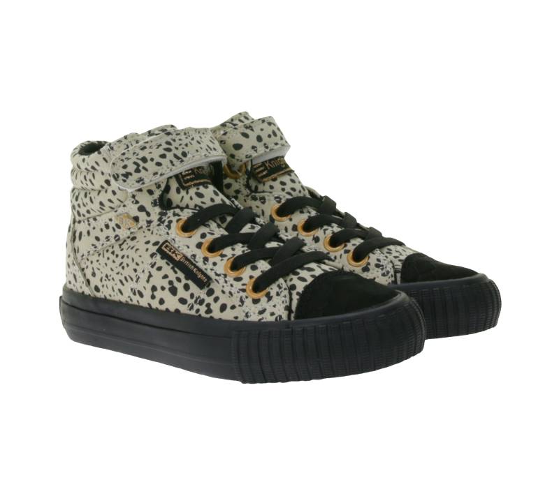 BRITISH KNIGHTS Dee Kinder Mid-Top Sneaker mit Punkten Mädchen und Jungen Schnür-Schuhe mit verstärktem Zehenbereich B48-3728C-01 Beige/Schwarz von BRITISH KNIGHTS