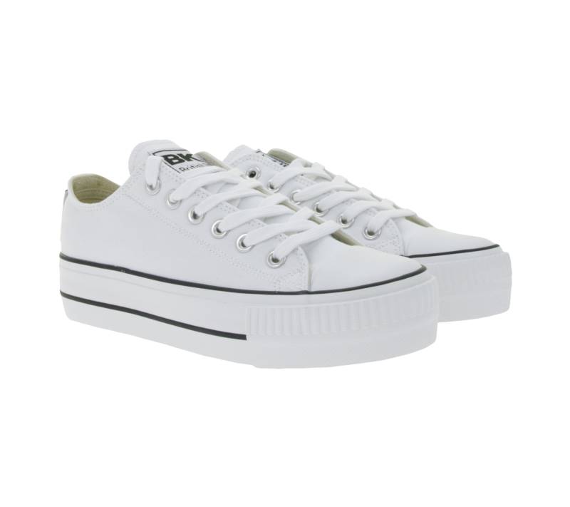BRITISH KNIGHTS Kaya Low Damen Low-Top Canvas-Sneaker mit verstärktem Zehenbereich Schnür-Schuhe B49-3705-01 Weiß von BRITISH KNIGHTS