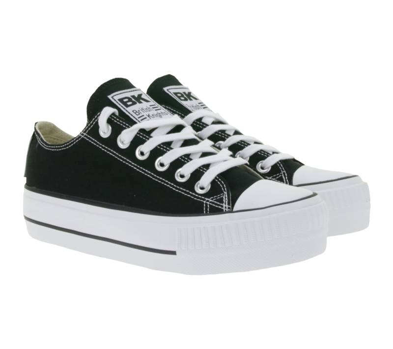 BRITISH KNIGHTS Kaya Low Damen Low-Top Canvas-Sneaker mit verstärktem Zehenbereich Schnür-Schuhe B49-3705-02 Schwarz von BRITISH KNIGHTS