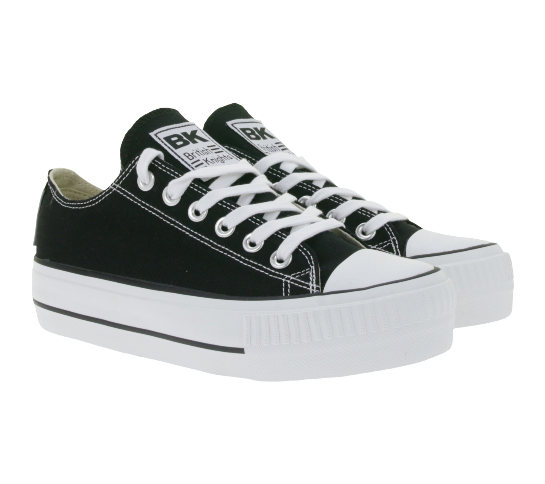 BRITISH KNIGHTS Kaya Low Damen Low-Top Canvas-Sneaker mit verstärktem Zehenbereich Schnür-Schuhe B49-3705-02 Schwarz von BRITISH KNIGHTS