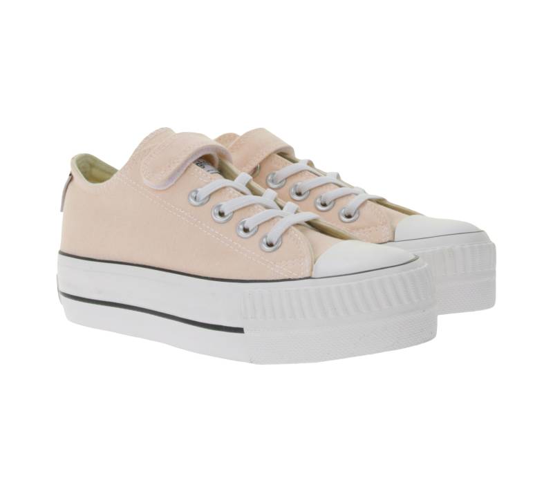 BRITISH KNIGHTS Kaya Low Kinder Low-Top Canvas-Sneaker mit verstärktem Zehenbereich und Plateau Schnür-Schuhe B49-3705C-03 Nude-Rosa von BRITISH KNIGHTS