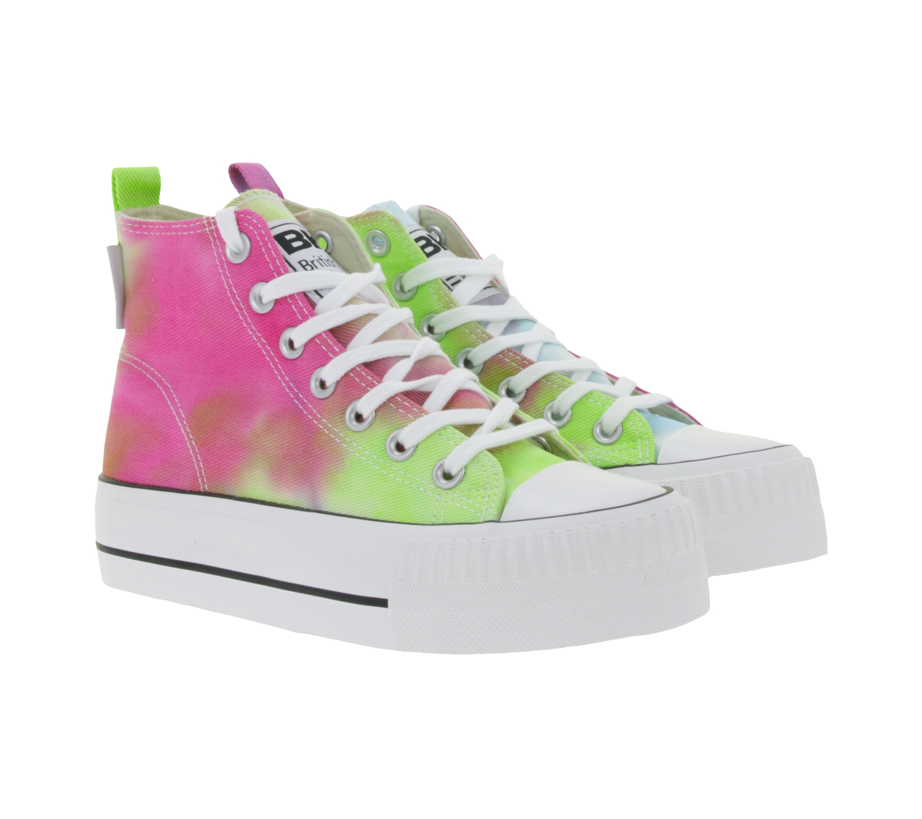 BRITISH KNIGHTS Kaya Mid Damen Mid-Top Canvas-Sneaker mit verstärktem Zehenbereich Schnür-Schuhe B49-3712-04 Rosa/Bunt von BRITISH KNIGHTS