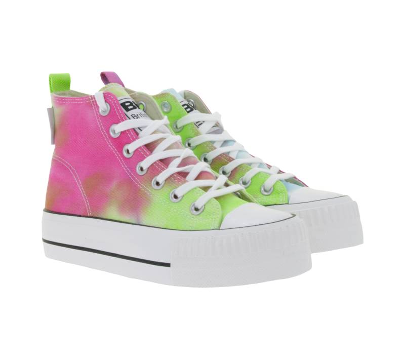 BRITISH KNIGHTS Kaya Mid Damen Mid-Top Canvas-Sneaker mit verstärktem Zehenbereich Schnür-Schuhe B49-3712-04 Rosa/Bunt von BRITISH KNIGHTS