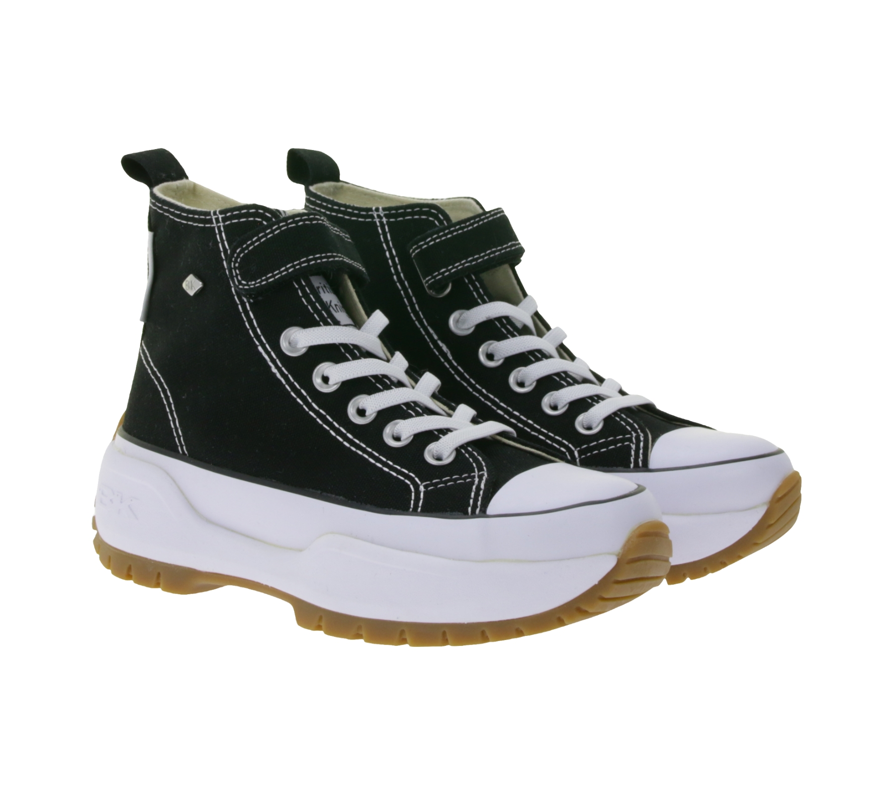 BRITISH KNIGHTS Kaya Mid Fly Kinder Mid-Top Canvas-Sneaker mit gezackter Sohle Schnür-Schuhe Teenager Jungen Mädchen B49-3702C-01 Schwarz von BRITISH KNIGHTS