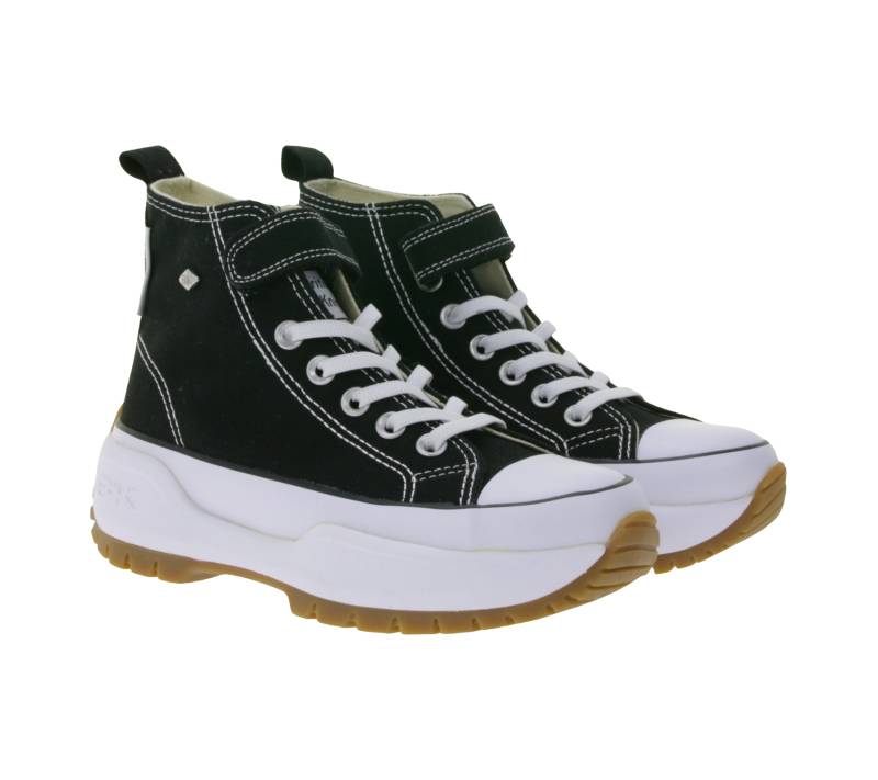 BRITISH KNIGHTS Kaya Mid Fly Kinder Mid-Top Canvas-Sneaker mit gezackter Sohle Schnür-Schuhe Teenager Jungen Mädchen B49-3702C-01 Schwarz von BRITISH KNIGHTS