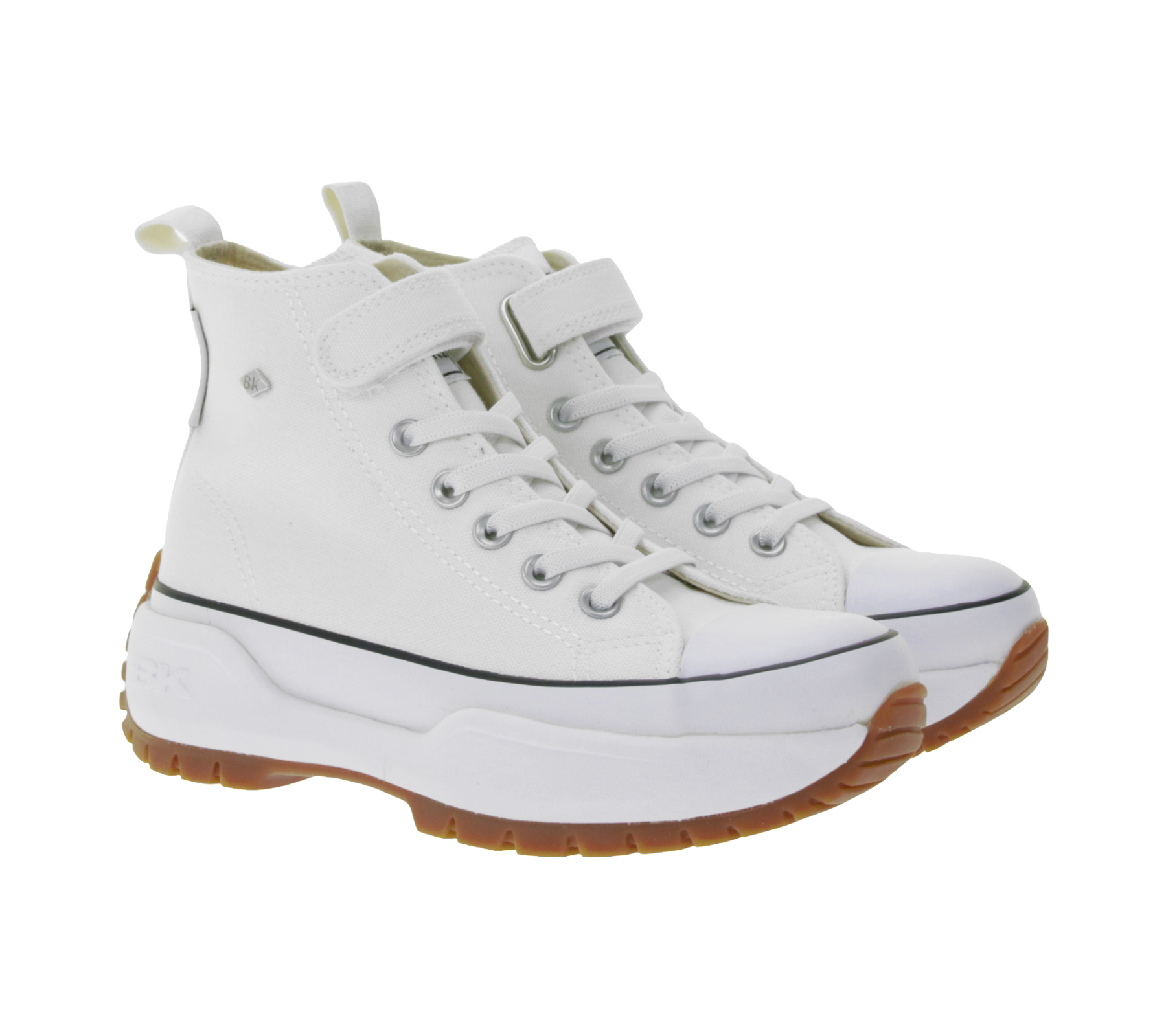 BRITISH KNIGHTS Kaya Mid Fly Kinder Mid-Top Canvas-Sneaker mit gezackter Sohle Schnür-Schuhe Teenager Jungen Mädchen B49-3702C-02 Weiß von BRITISH KNIGHTS