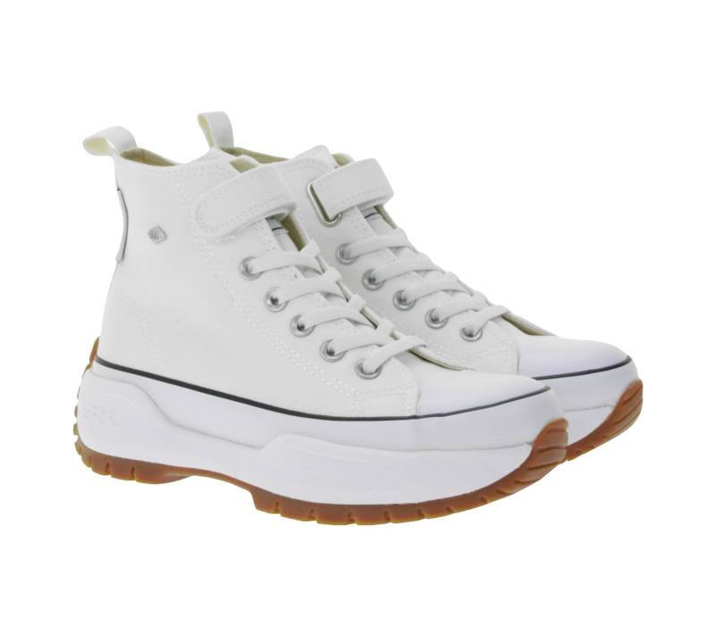 BRITISH KNIGHTS Kaya Mid Fly Kinder Mid-Top Canvas-Sneaker mit gezackter Sohle Schnür-Schuhe Teenager Jungen Mädchen B49-3702C-02 Weiß von BRITISH KNIGHTS