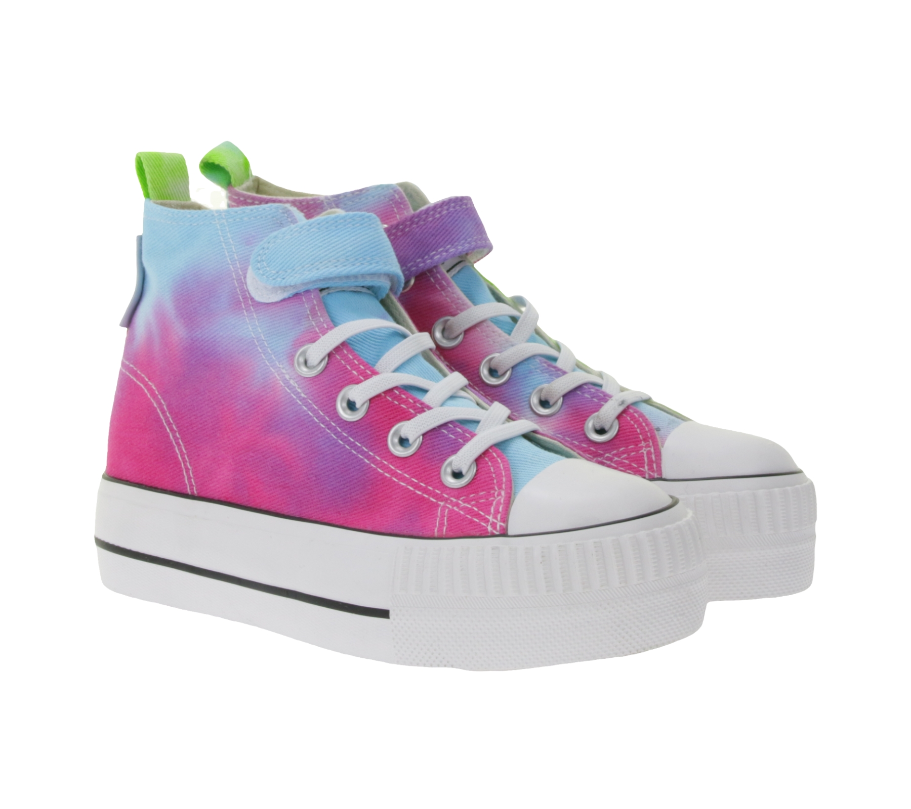 BRITISH KNIGHTS Kaya Mid Kinder Mid-Top Canvas-Sneaker mit Regenbogen-Batik-Muster Schnür-Schuhe Teenager Jungen Mädchen B49-3712C-04 Weiß/Bunt von BRITISH KNIGHTS