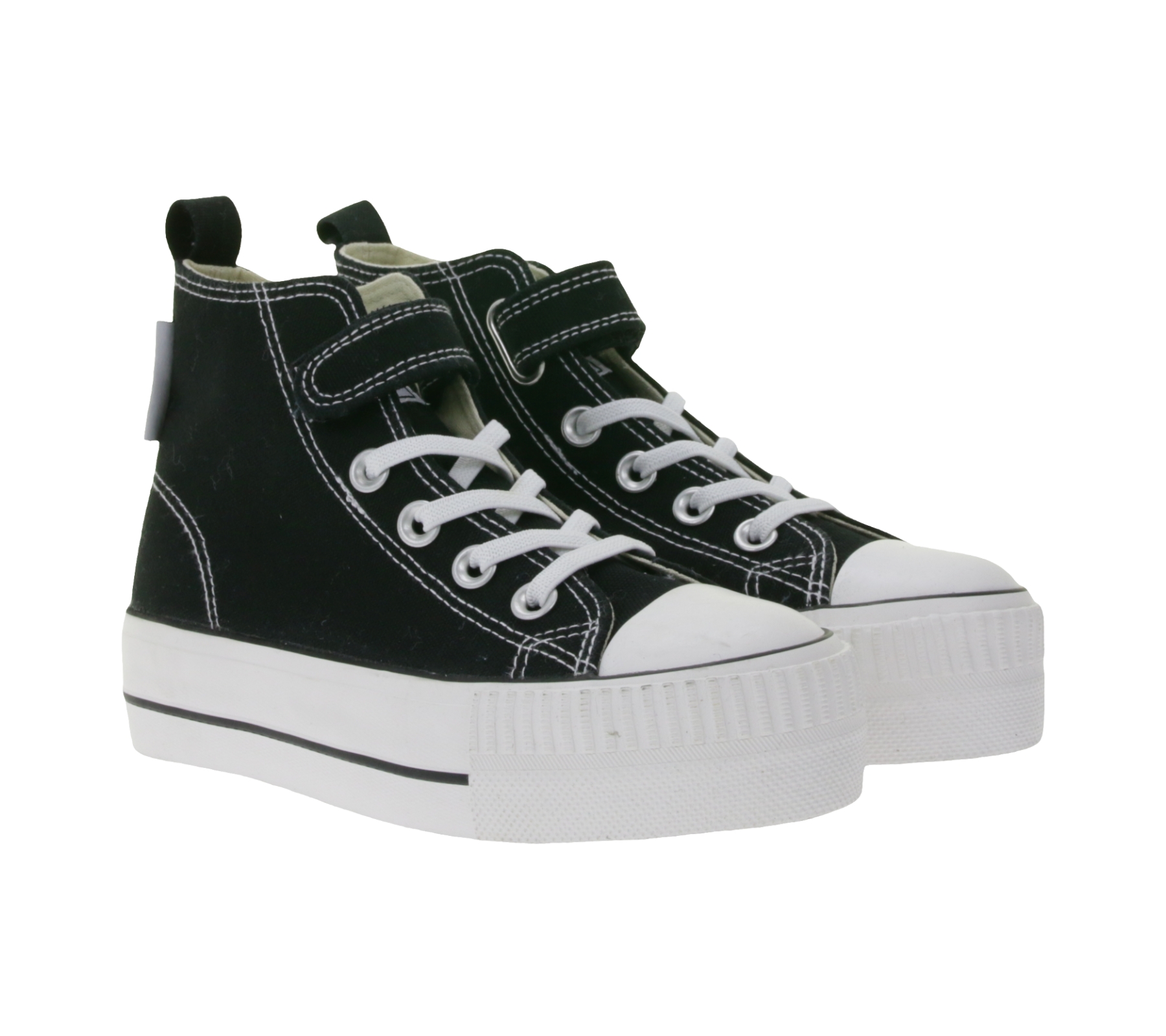 BRITISH KNIGHTS Kaya Mid Kinder Mid-Top Canvas-Sneaker mit verstärktem Zehenbereich Schnür-Schuhe Teenager Jungen Mädchen B49-3709C-01 Schwarz von BRITISH KNIGHTS