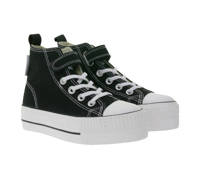 BRITISH KNIGHTS Kaya Mid Kinder Mid-Top Canvas-Sneaker mit verstärktem Zehenbereich Schnür-Schuhe Teenager Jungen Mädchen B49-3709C-01 Schwarz von BRITISH KNIGHTS