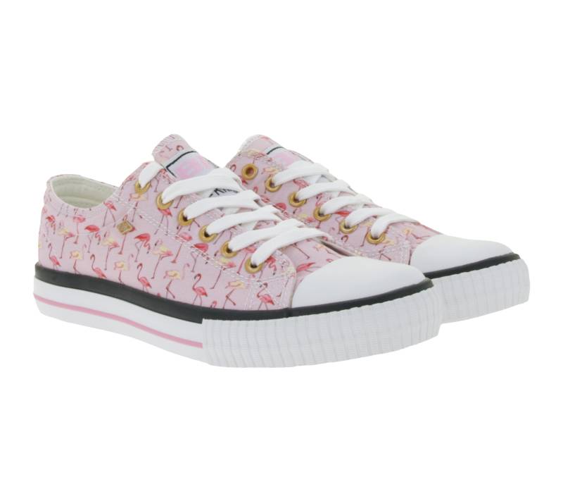 BRITISH KNIGHTS Master Lo Damen Low-Top Sneaker mit Flamingo-Print Schnür-Schuhe aus Canvas B49-3721-02 Rosa von BRITISH KNIGHTS
