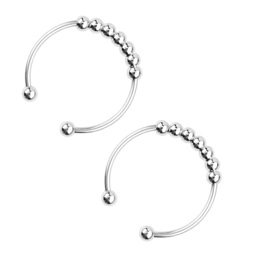 BRITIVIVE Anxiety Ring 2 Stück Anti Stress Ring Shade Anxiety Ringe Stress Spinner Fidget Rings Verstellbaren Größen Edelstahl Ringe für Frauen(Silber) von BRITIVIVE