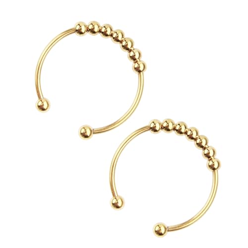 BRITIVIVE Anxiety Ring Gold 2 Stück Stress Ring Shade Anxiety Ringe Stress Spinner Fidget Rings Verstellbaren Größen Edelstahl Ringe für Frauen(Gold) von BRITIVIVE
