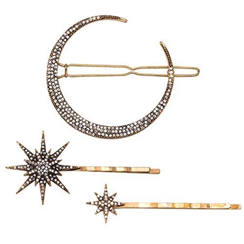 BRIUERG Vintage Mond Schneeflocke Star Haar Spange Pins - Frauen Damen Alloy Barrettes Haar Nadel Seite Clip Haar Schmuck von BRIUERG