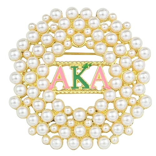 Alphaa-Brosche für Frauen, AKAA Sorority Brosche, griechische Sorority Utensilien, Geschenk, Perle grün und rosa Schmuck (Perle AKAA) von BRIUNN