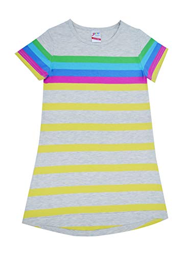 Mädchen Kurzarm Gestreiftes Nachthemd - Super Soft Comfort Baumwolle Gestreiftes Nachthemd Pyjama, Gelb gestreift, 9-10 Jahre von BRIX