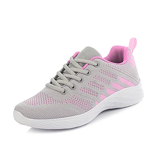 BRKVALIT Damen Sneakers Mesh Gym Turnschuhe Freizeitschuhe Laufschuhe Sportschuhe, 38 EU (Herstellergröße 240), Grau Rosa von BRKVALIT