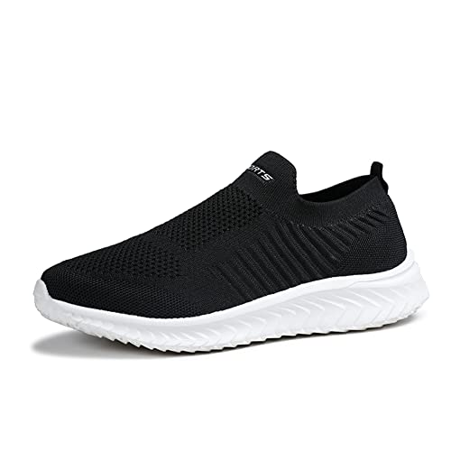BRKVALIT Herren Damen Sneakers Mesh Gym Turnschuhe Freizeitschuhe Laufschuhe Sportschuhe,Schwarz Weiß,43EU von BRKVALIT