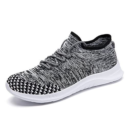 Herren Laufschuhe Sportschuhe Freizeit Turnschuhe Sneaker Breathable Mesh Leichtgewicht Athletic Schuhe,Grau,42EU von BRKVALIT