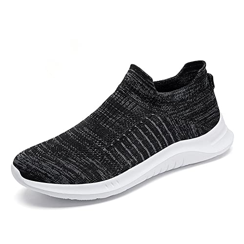 BRKVALIT Herren Laufschuhe Sportschuhe Freizeit Turnschuhe Sneaker Breathable Mesh Leichtgewicht Athletic Schuhe,Schwarz&Grau,46EU von BRKVALIT