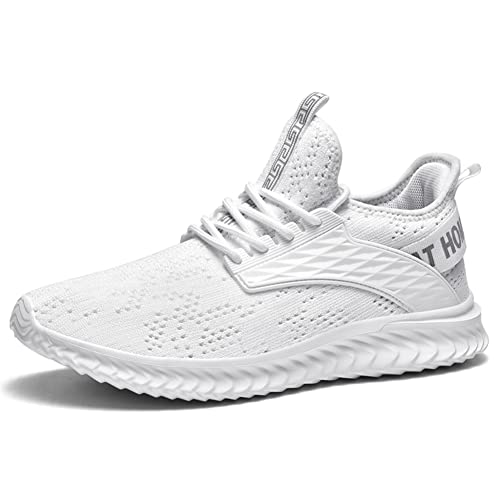 BRKVALIT Herren Running Sneakers Sportschuhe Sport Mesh Leichtgewichtige Casual Fitness Sport Turnschuhe,Weiß,44EU von BRKVALIT