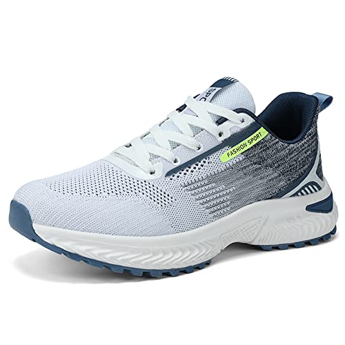 BRKVALIT Herren Running Sneakers Sportschuhe rutschfest Verschleißfest Multifunktional Outdoor Sport Turnschuhe,Weiß Grau,41EU von BRKVALIT