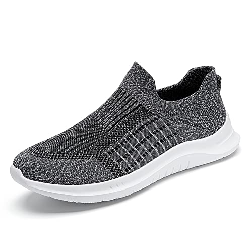 Herren Laufschuhe Sportschuhe Freizeit Turnschuhe Sneaker Breathable Mesh Leichtgewicht Athletic Schuhe,Weiß&Grau,41EU von BRKVALIT