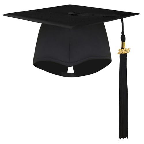 BROADREAM Bachelor Hut 2025 Doktorhut Graduation Huts Cap Absolventenkappe 2025 Studentenhut Abschluss Hut für Abschlussfeiern vom Studium, Universität, Hochschule, Abitur - Absolventenhut in Schwarz von BROADREAM