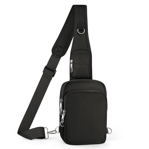 BROADREAM Diebstahlsichere Umhängetasche Sling Chest Crossbody Bag mit Reißverschluss Lock und RFID-Blockierung, Wasserdicht Brusttasche Schultertasche Männer Frauen für Outdoor-Sport und Wandern von BROADREAM