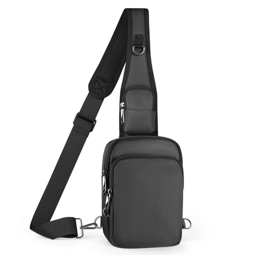 BROADREAM Diebstahlsichere Umhängetasche Sling Chest Crossbody Bag mit Reißverschluss Lock und RFID-Blockierung, Wasserdicht Brusttasche Schultertasche Männer Frauen für Outdoor-Sport und Wandern von BROADREAM
