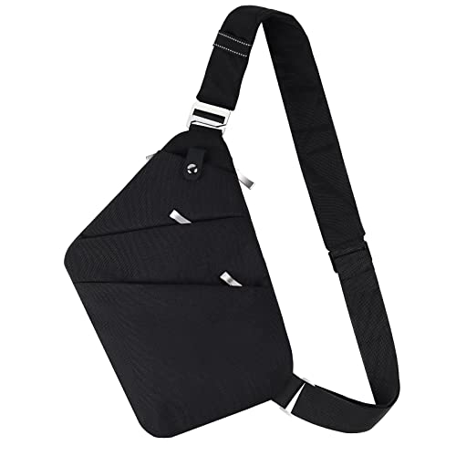 BROADREAM Multi-Pocket Brusttasche Sling Bag Umhängetasche Herren,Anti-Diebstahl Chest Crossbody Bag, Schultertasche Herren Klein die Freien Reisen Wandern Joggen von BROADREAM