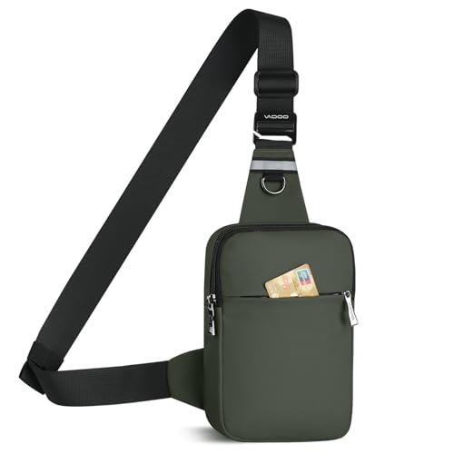 BROADREAM Sling Chest Crossbody Bag, Wasserdicht Umhängetasche Brusttasche Schultertasche Herren Damen - Handytasche mit RFID-blockierende Reißverschlusstasche Geeignet für Outdoor-Sport und Wandern von BROADREAM