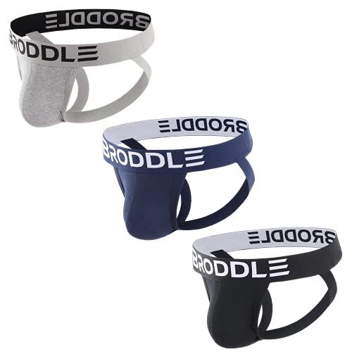 BRODDLE Herren Jockstrap Unterwäsche Active Athelic Supporters Elastischer Bund Jock Straps Male 3er Pack, Mehrfarbig, X-Large von BRODDLE