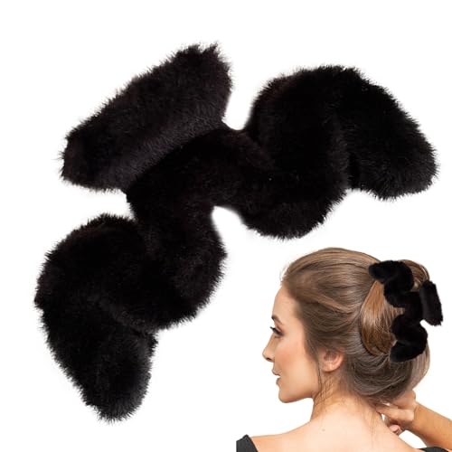 Flauschige Haarspangen | Plüsch-Klauenklammern in Wellenform | Große Klammerklammer, Haarschmuck für dickes langes Haar, große Haarspange für Frauen und Mädchen für den täglichen Gebrauch Brojaq von BROJAQ